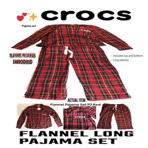 🛑 CROCS Designer ➕ PAJAMAS SET Intimates SLEEPWEAR Plaid Flannel Soft💸BUYNOW‼️